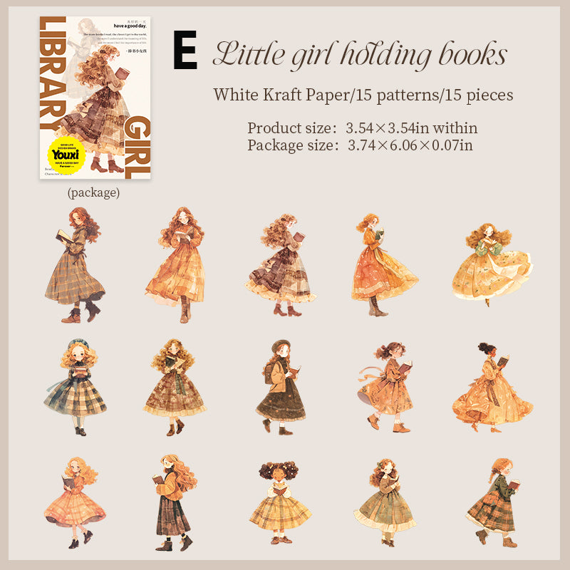 Library Girl Sticker 15pcs
