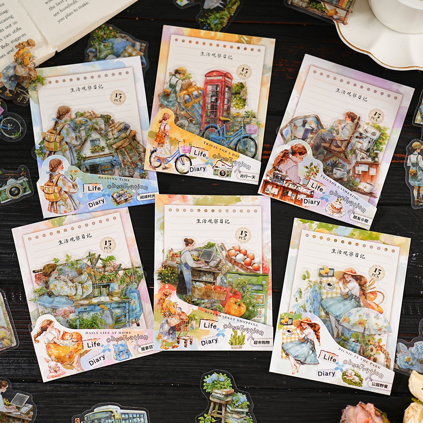 Life Observation Diary Sticker 15pcs