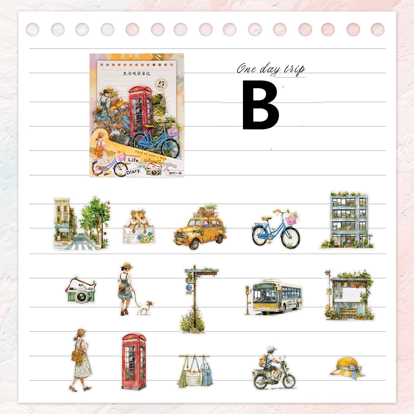 Life Observation Diary Sticker 15pcs