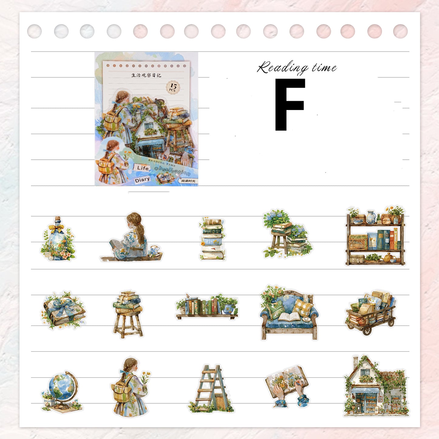 Life Observation Diary Sticker 15pcs
