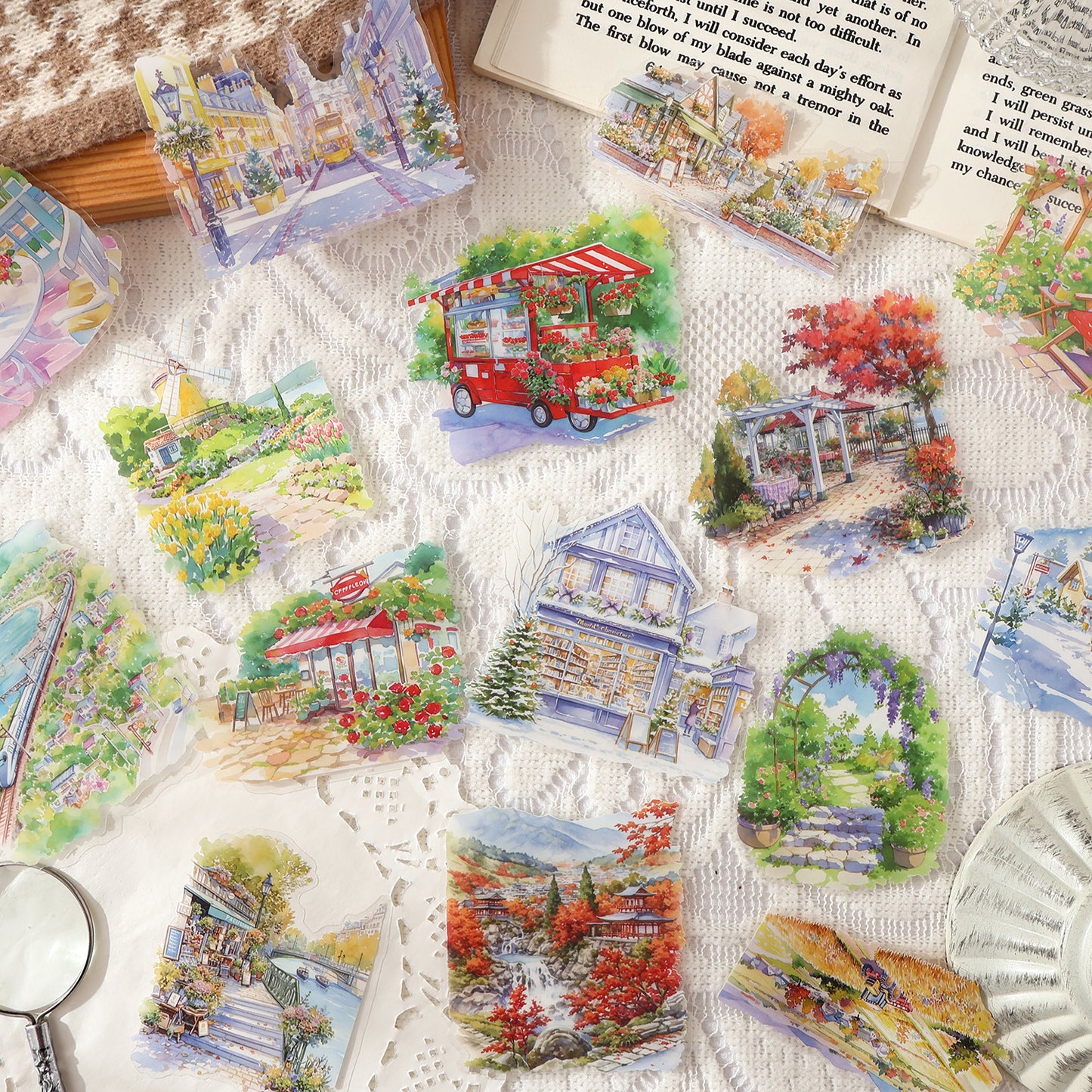 Light Sketch Of Seasons Stickers 10pcs