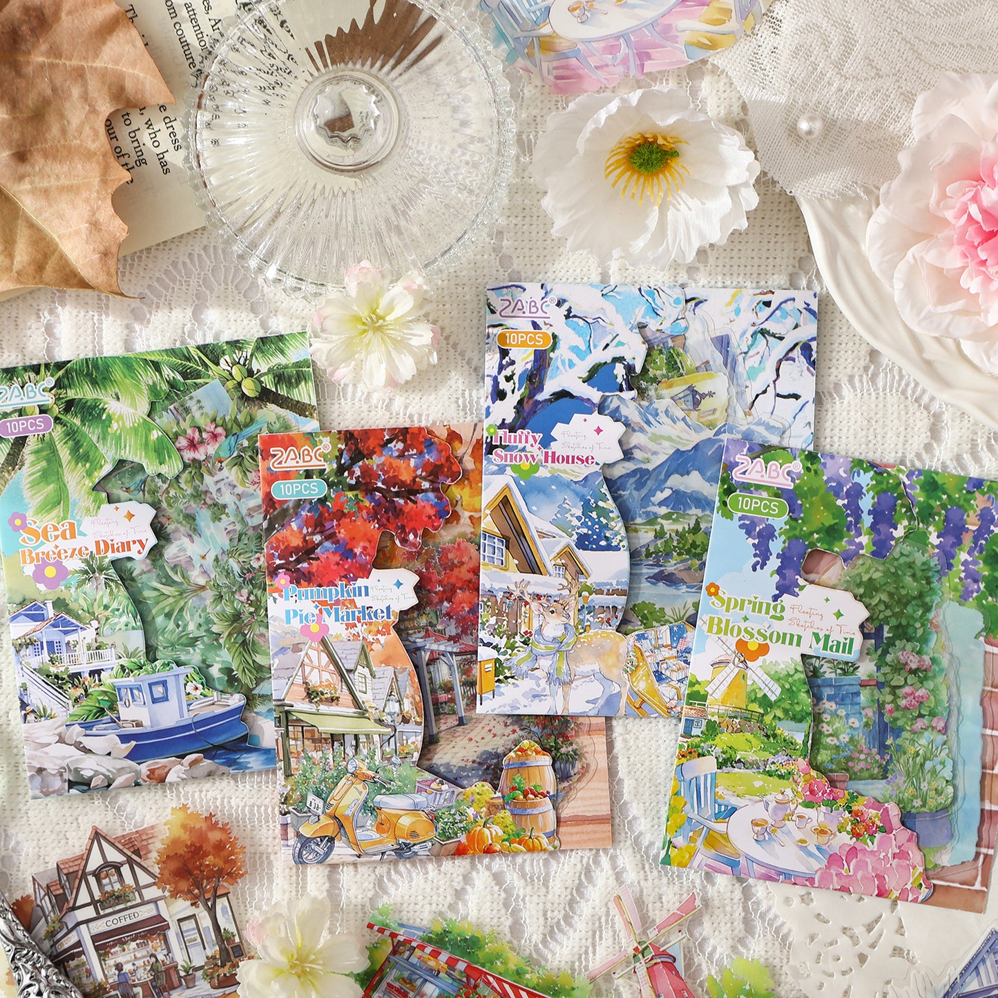 Light Sketch Of Seasons Stickers 10pcs