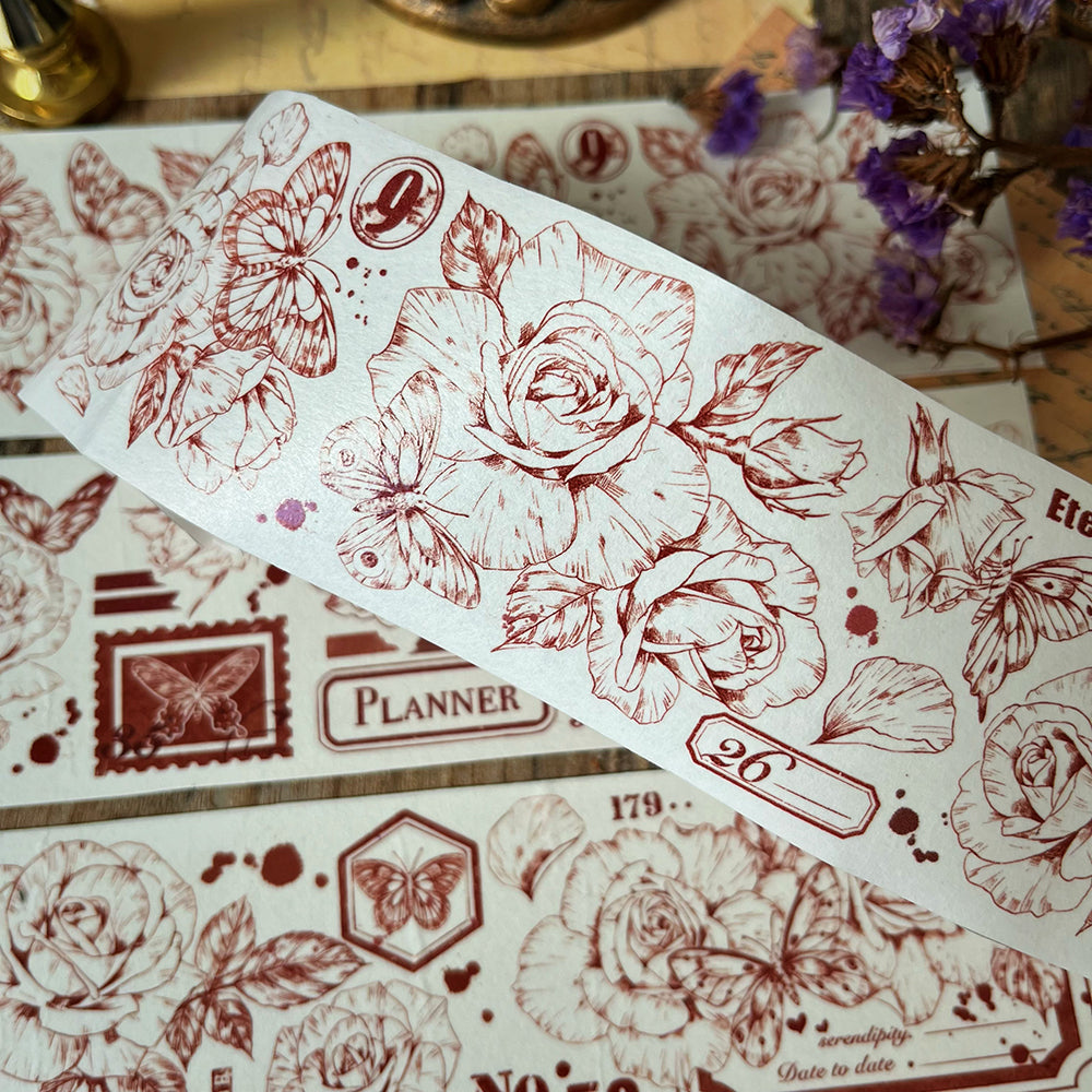 5.5cm*100cm Line Drawing Roses Washi Tape – Estarcase