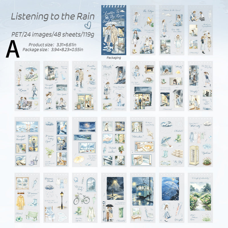 Listen to The Rain and Snow Sticker 48pcs