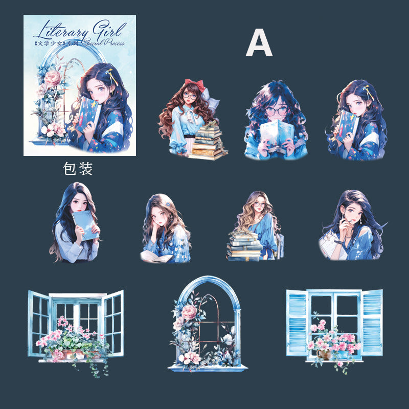 Literary Girl Sticker 10pcs