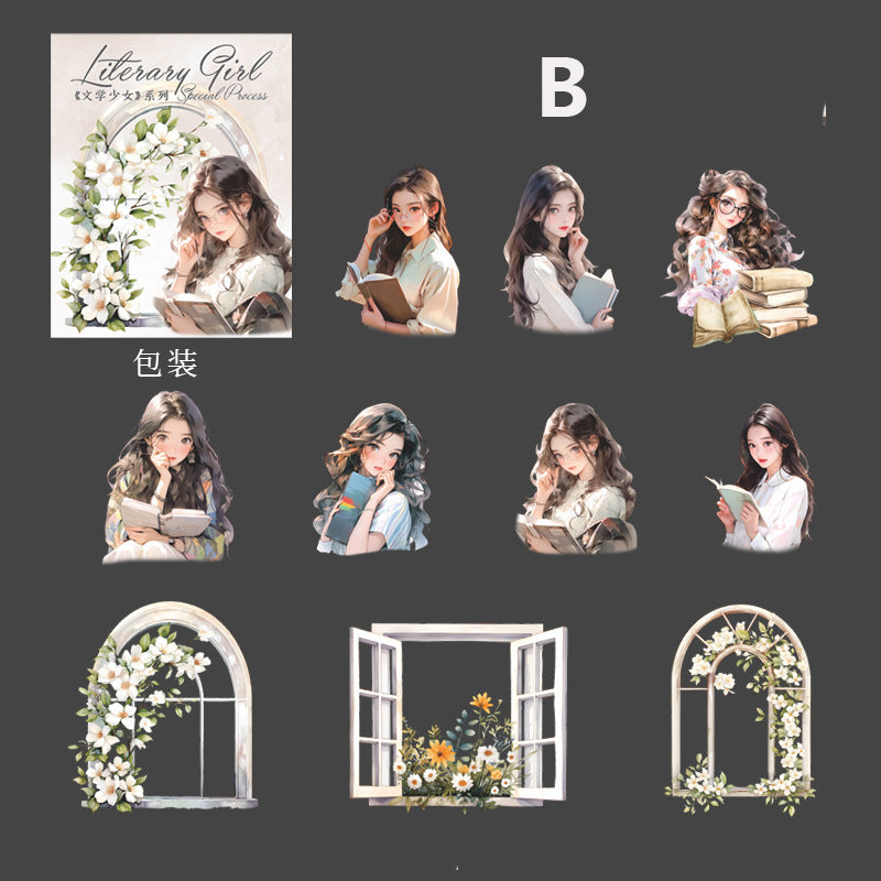 Literary Girl Sticker 10pcs
