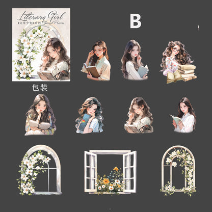 Literary Girl Sticker 10pcs