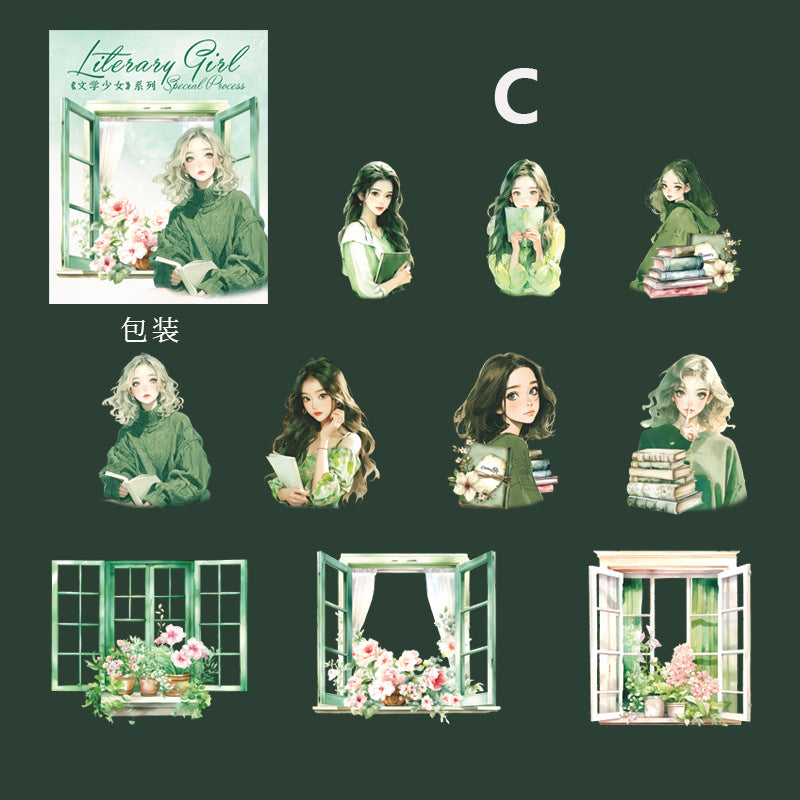 Literary Girl Sticker 10pcs