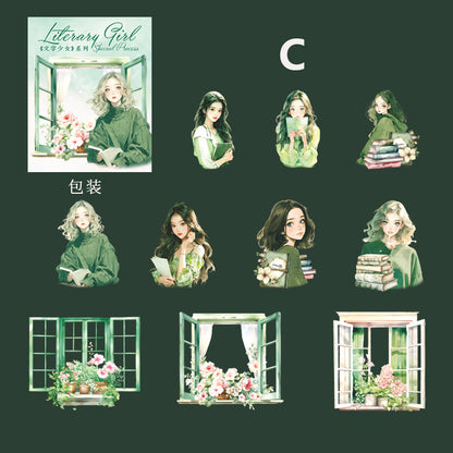 Literary Girl Sticker 10pcs