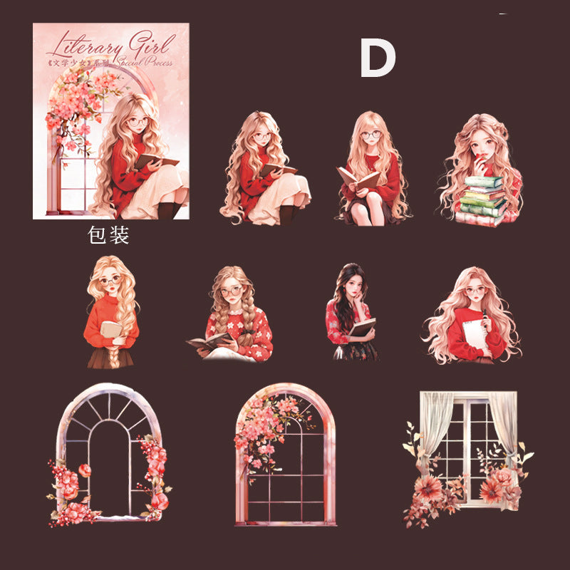 Literary Girl Sticker 10pcs