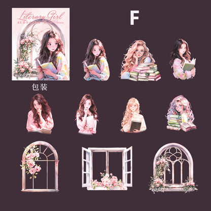 Literary Girl Sticker 10pcs