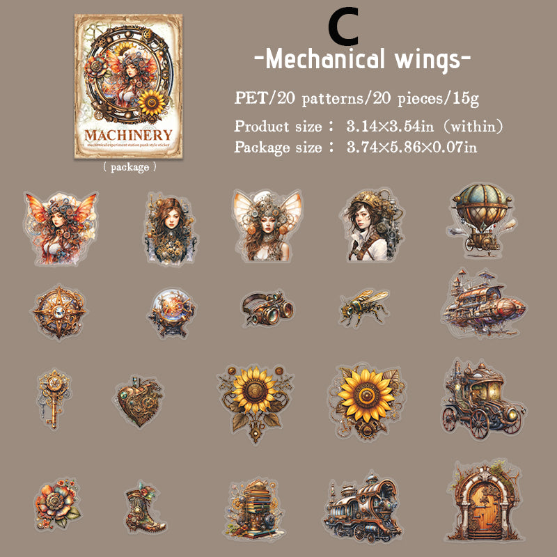 Mechanical Experiment Station Sticker 20pcs