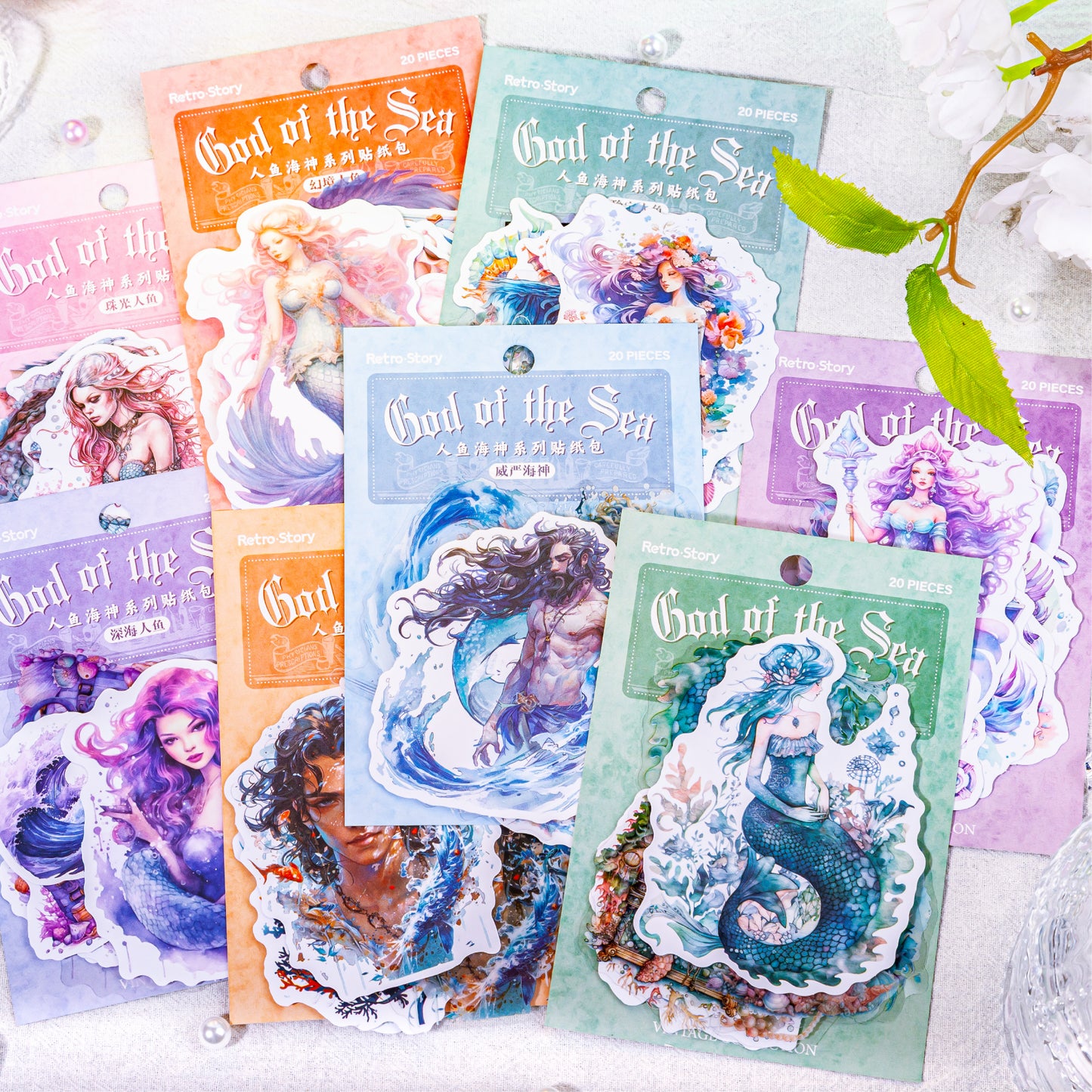Mermaid Sea God Sticker 20pcs