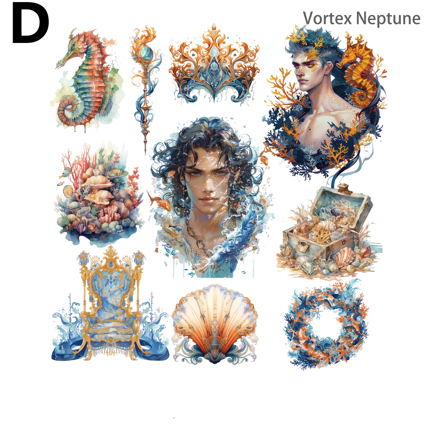 Mermaid Sea God Sticker 20pcs