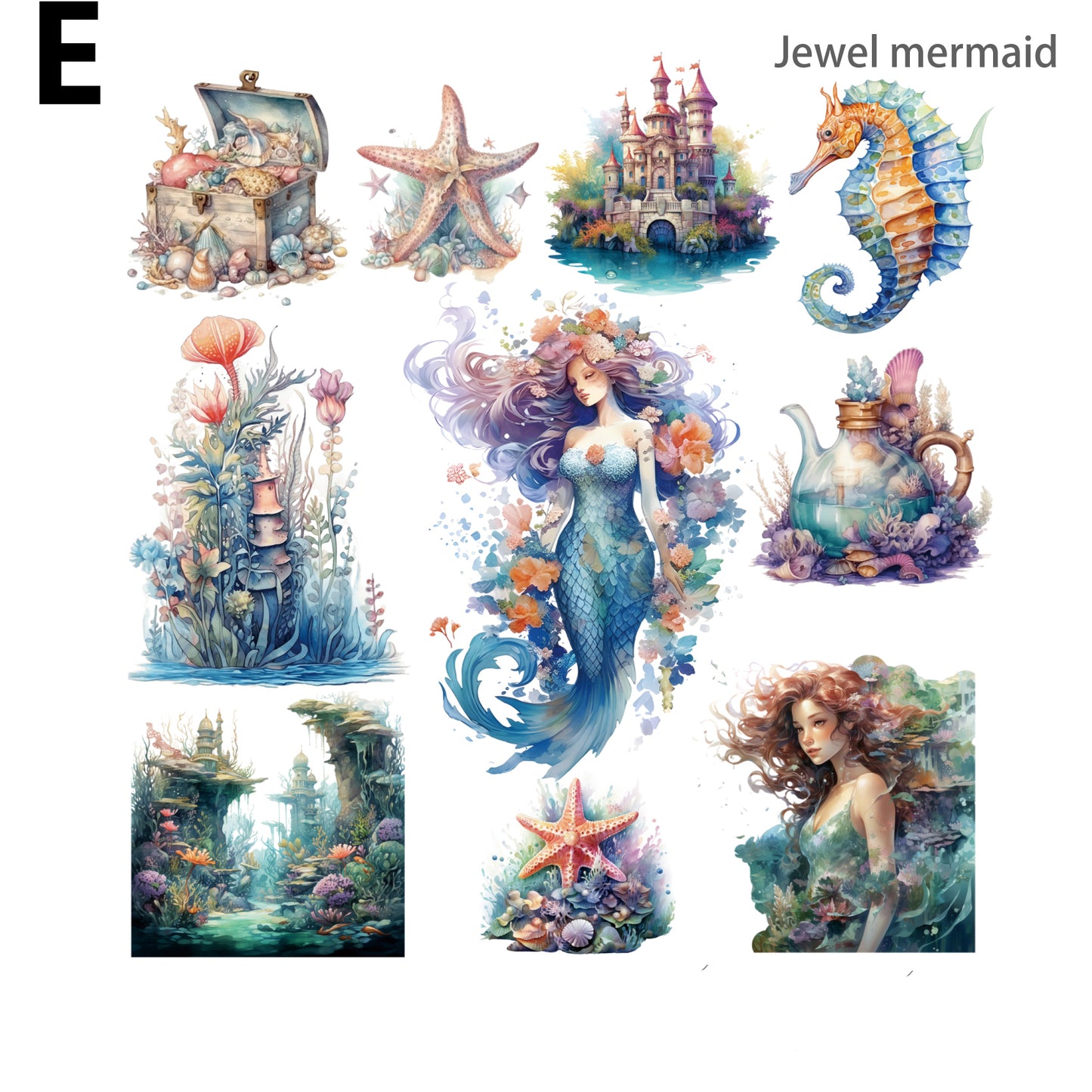 Mermaid Sea God Sticker 20pcs