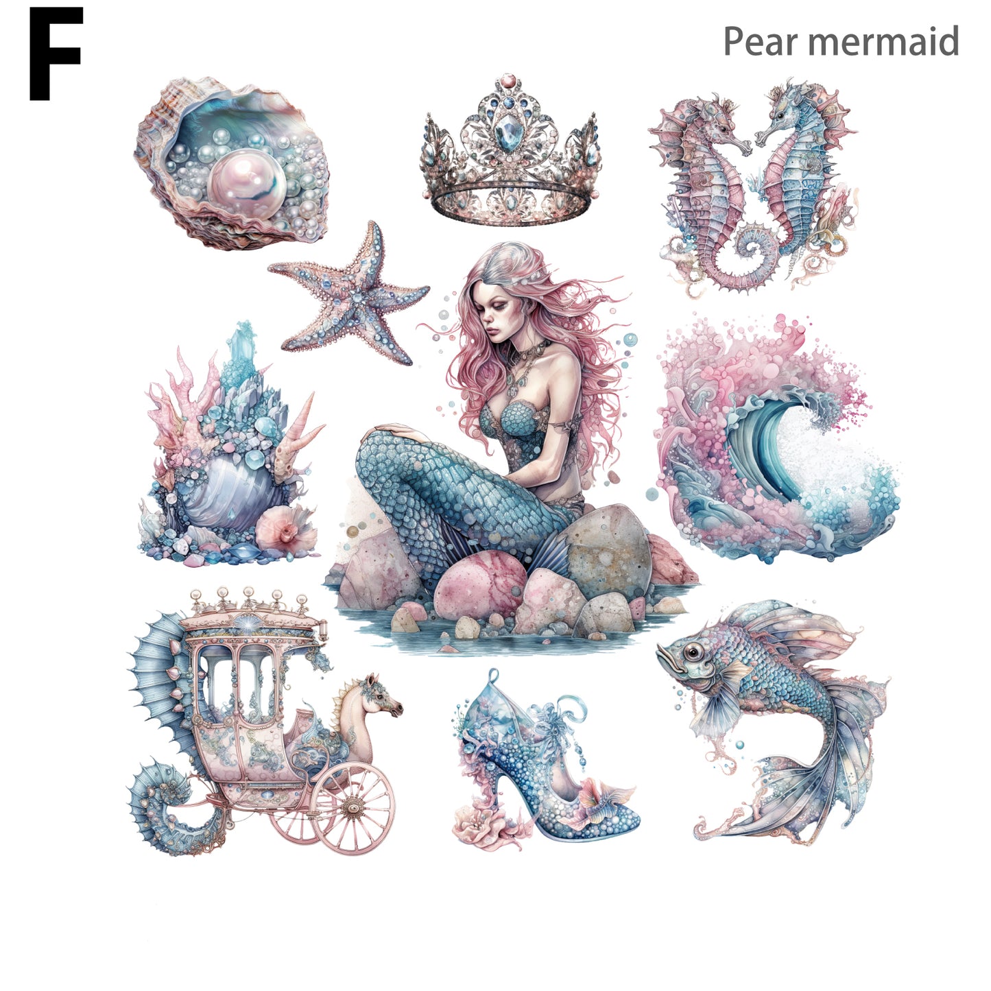 Mermaid Sea God Sticker 20pcs