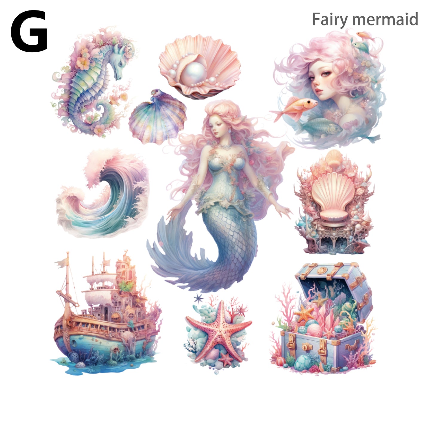 Mermaid Sea God Sticker 20pcs