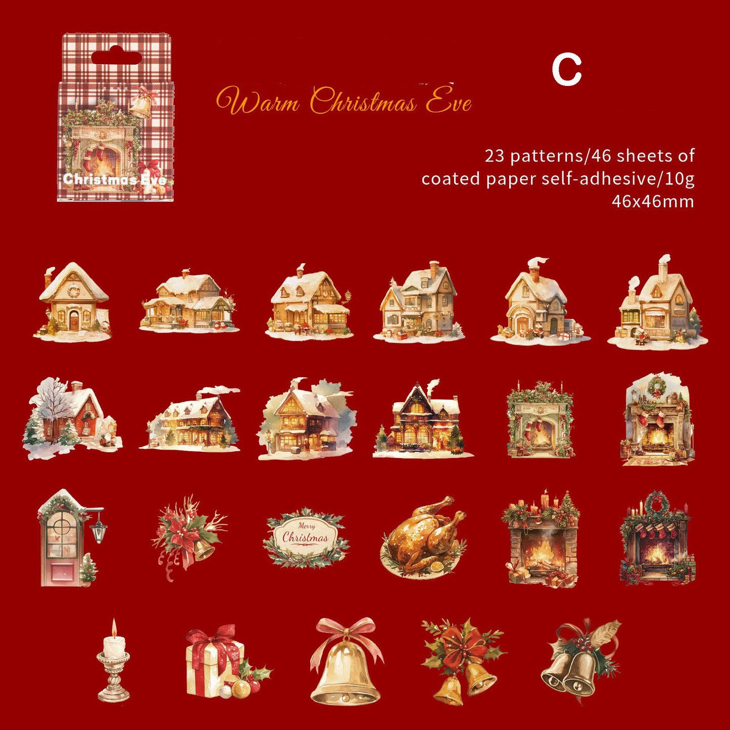 Merry Christmas Stickers Box 46pcs