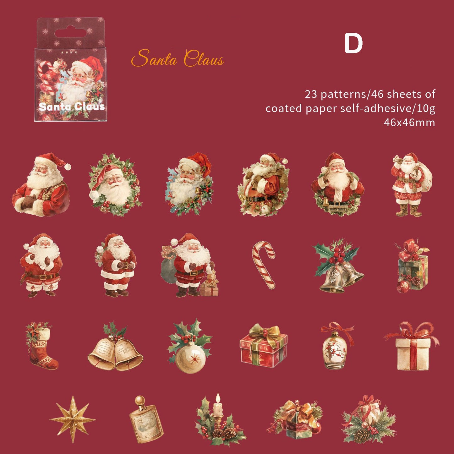 Merry Christmas Stickers Box 46pcs