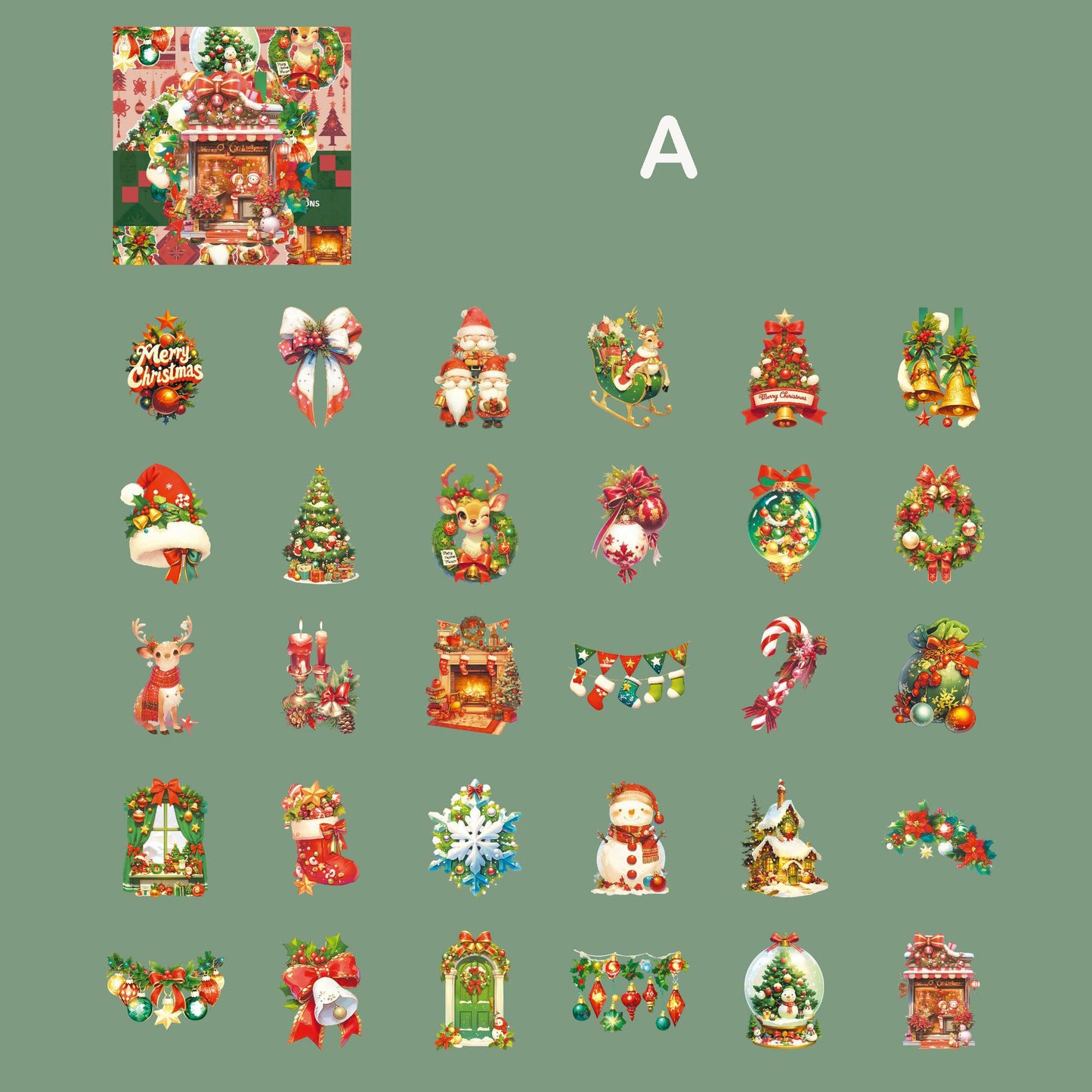 Merry Christmas Stickers Pack 30pcs