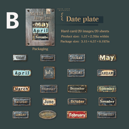 Metal Imprini Sticker 20pcs