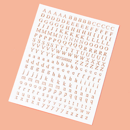 Mini Embossed Letter Sticker 12pcs