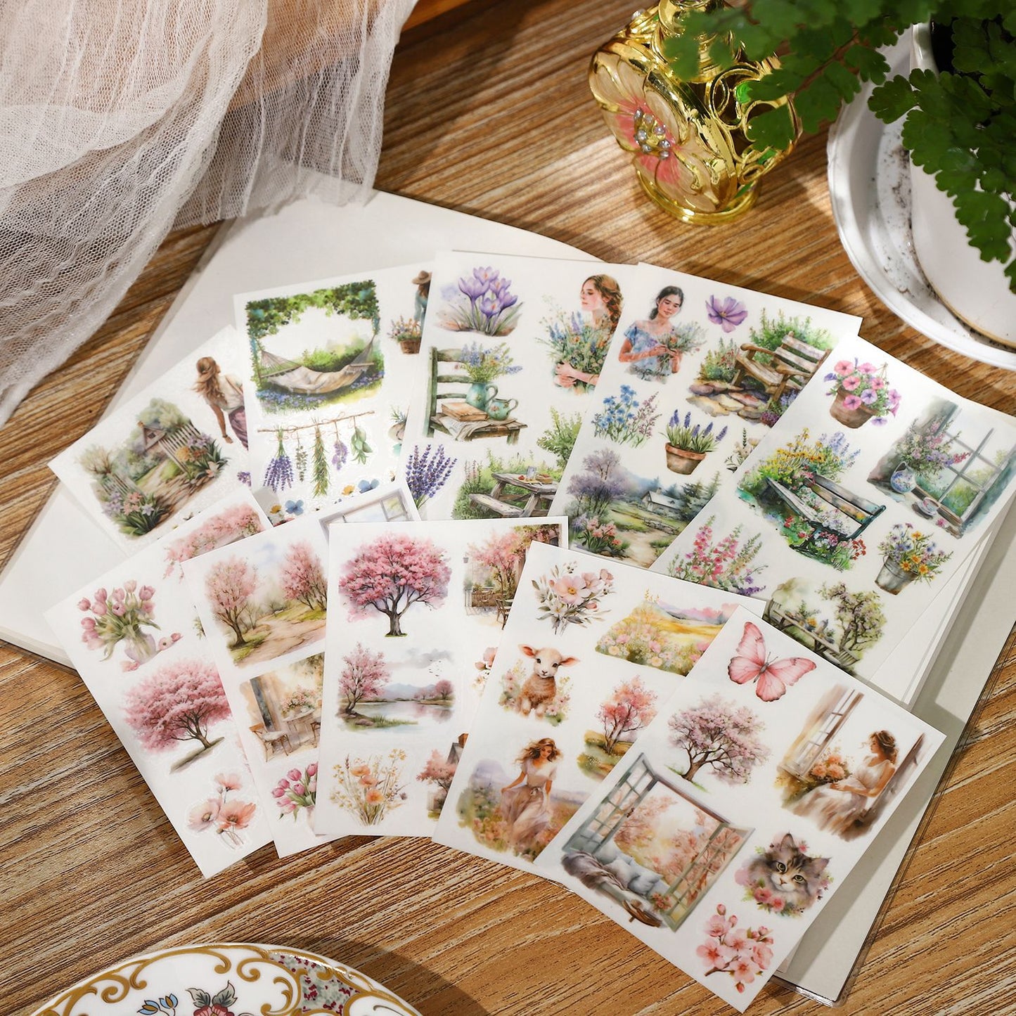 Monet and the Garden Rub On Sticker