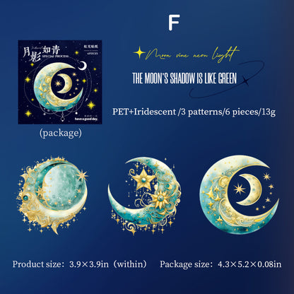 Moon Theme Series Stickers 6pcs