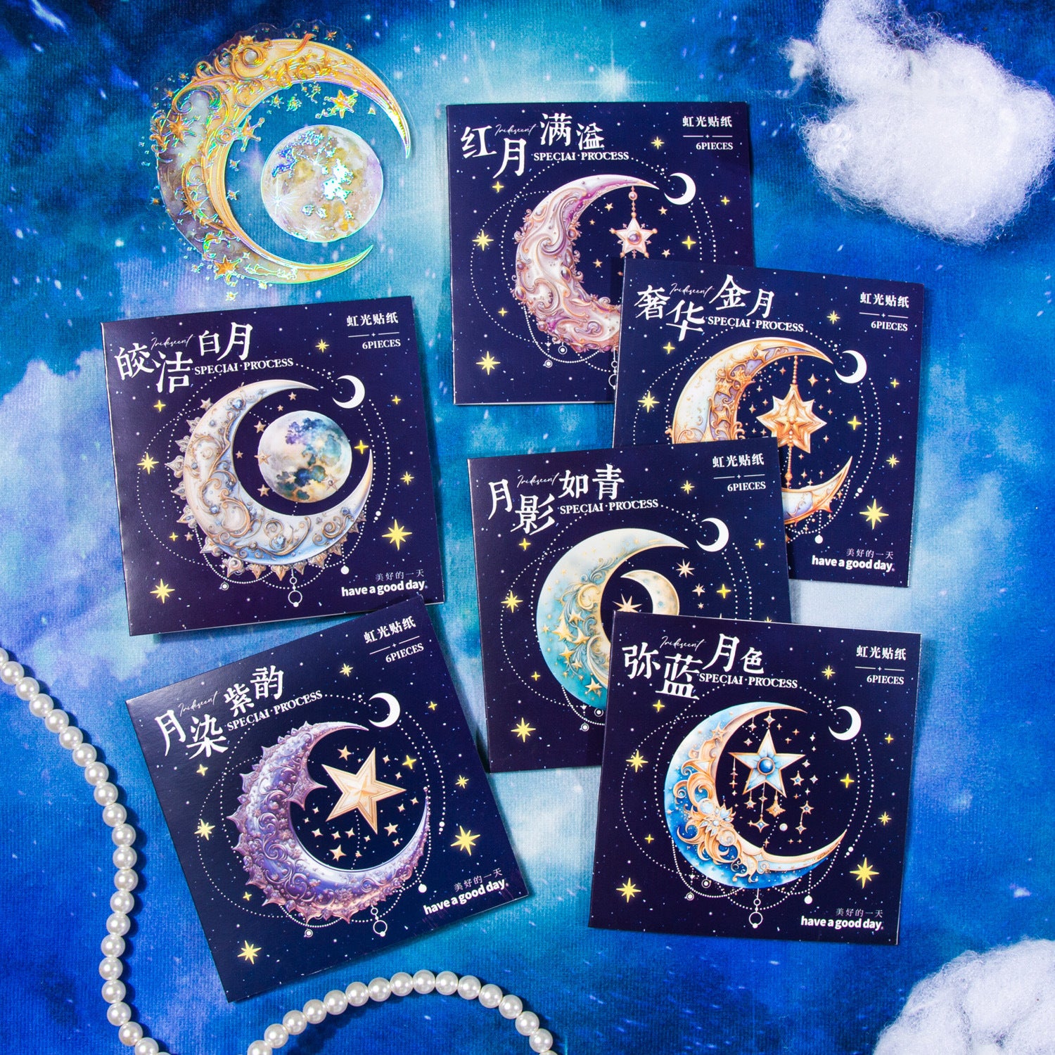 Moon Theme Series Stickers 6pcs