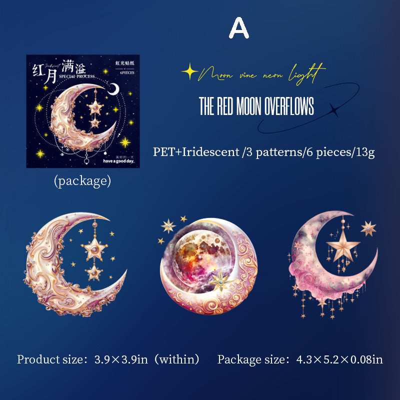 Moon Theme Series Stickers 6pcs