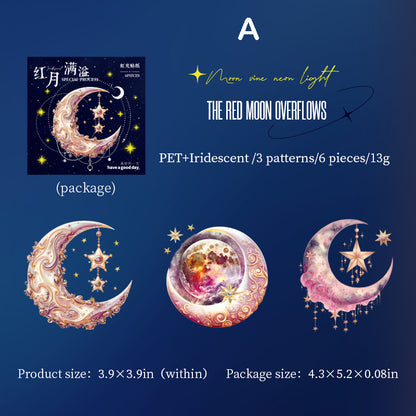 Moon Theme Series Stickers 6pcs