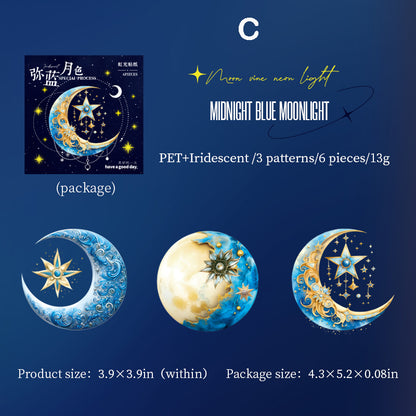 Moon Theme Series Stickers 6pcs