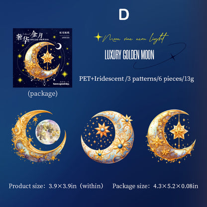 Moon Theme Series Stickers 6pcs