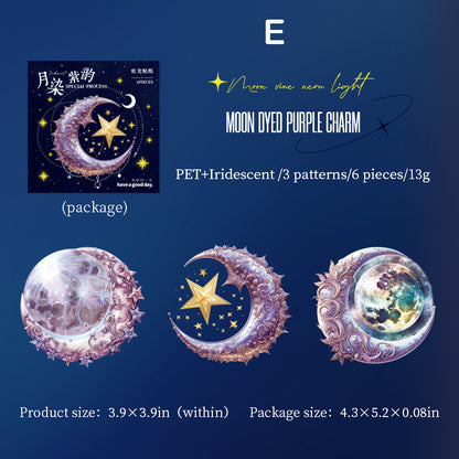 Moon Theme Series Stickers 6pcs