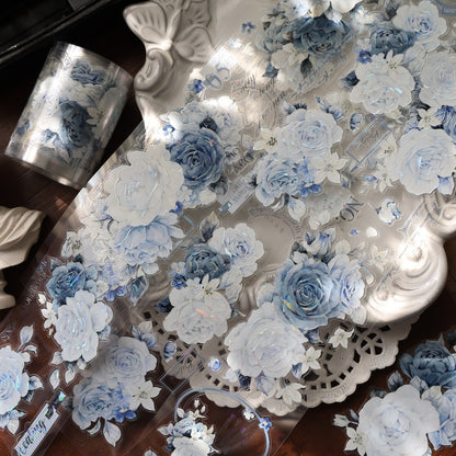 5cm*120cm Die-cutting Moonlight Rose Blue Flower Tape