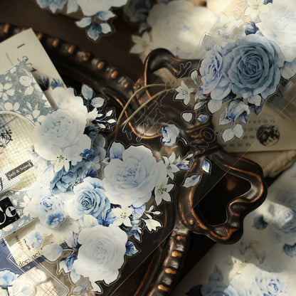 5cm*120cm Die-cutting Moonlight Rose Blue Flower Tape