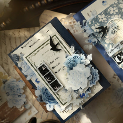 5cm*120cm Die-cutting Moonlight Rose Blue Flower Tape