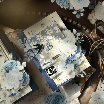 5cm*120cm Die-cutting Moonlight Rose Blue Flower Tape