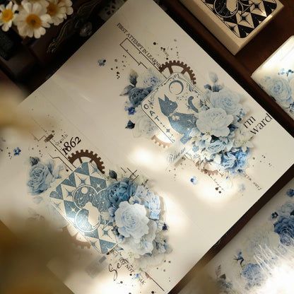 5cm*120cm Die-cutting Moonlight Rose Blue Flower Tape