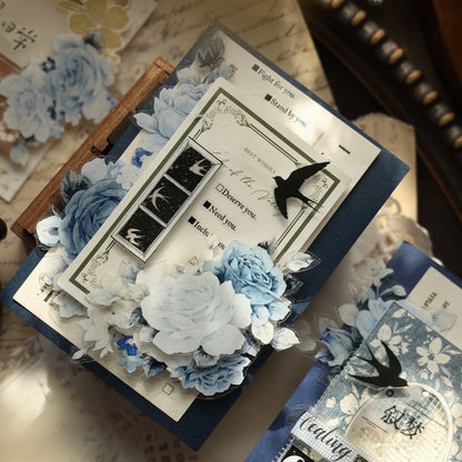 5cm*120cm Die-cutting Moonlight Rose Blue Flower Tape