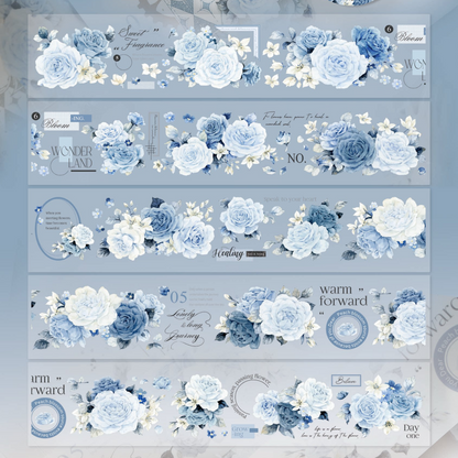 5cm*120cm Die-cutting Moonlight Rose Blue Flower Tape