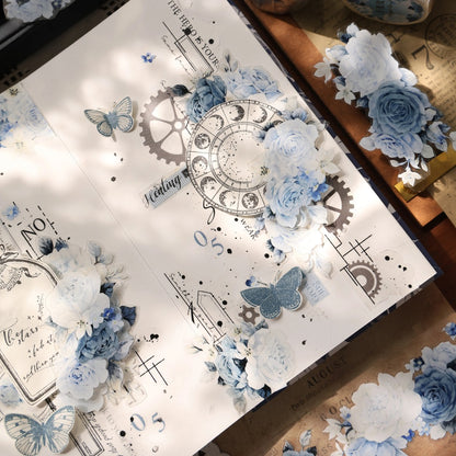 5cm*120cm Die-cutting Moonlight Rose Blue Flower Tape