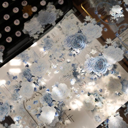 5cm*120cm Die-cutting Moonlight Rose Blue Flower Tape