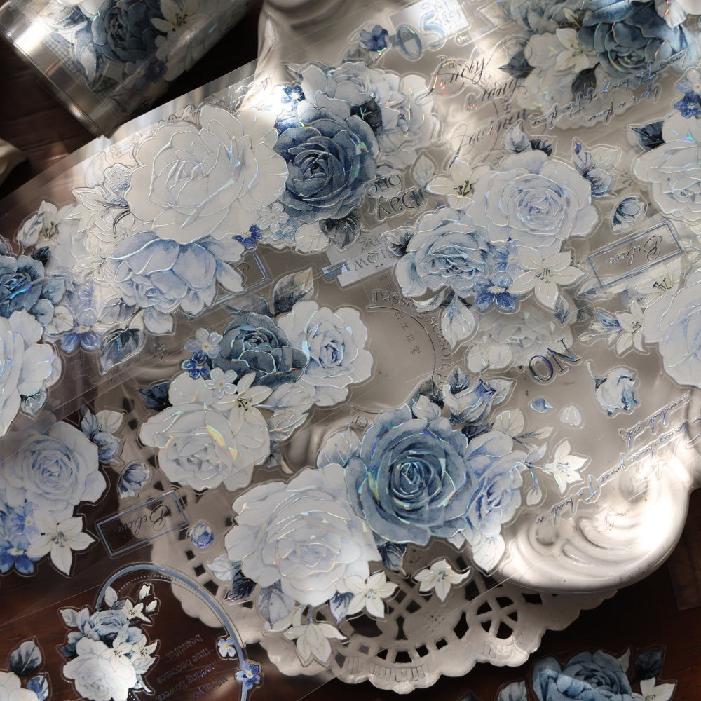 5cm*120cm Die-cutting Moonlight Rose Blue Flower Tape