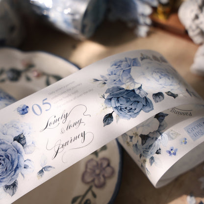 5cm*120cm Die-cutting Moonlight Rose Blue Flower Tape