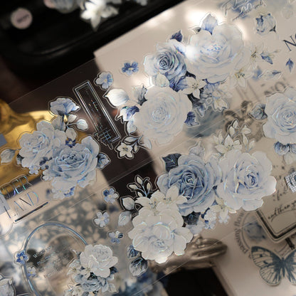 5cm*120cm Die-cutting Moonlight Rose Blue Flower Tape