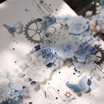 5cm*120cm Die-cutting Moonlight Rose Blue Flower Tape