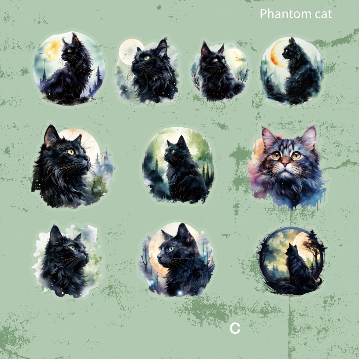 Moonlit Cat Stickers 20pcs