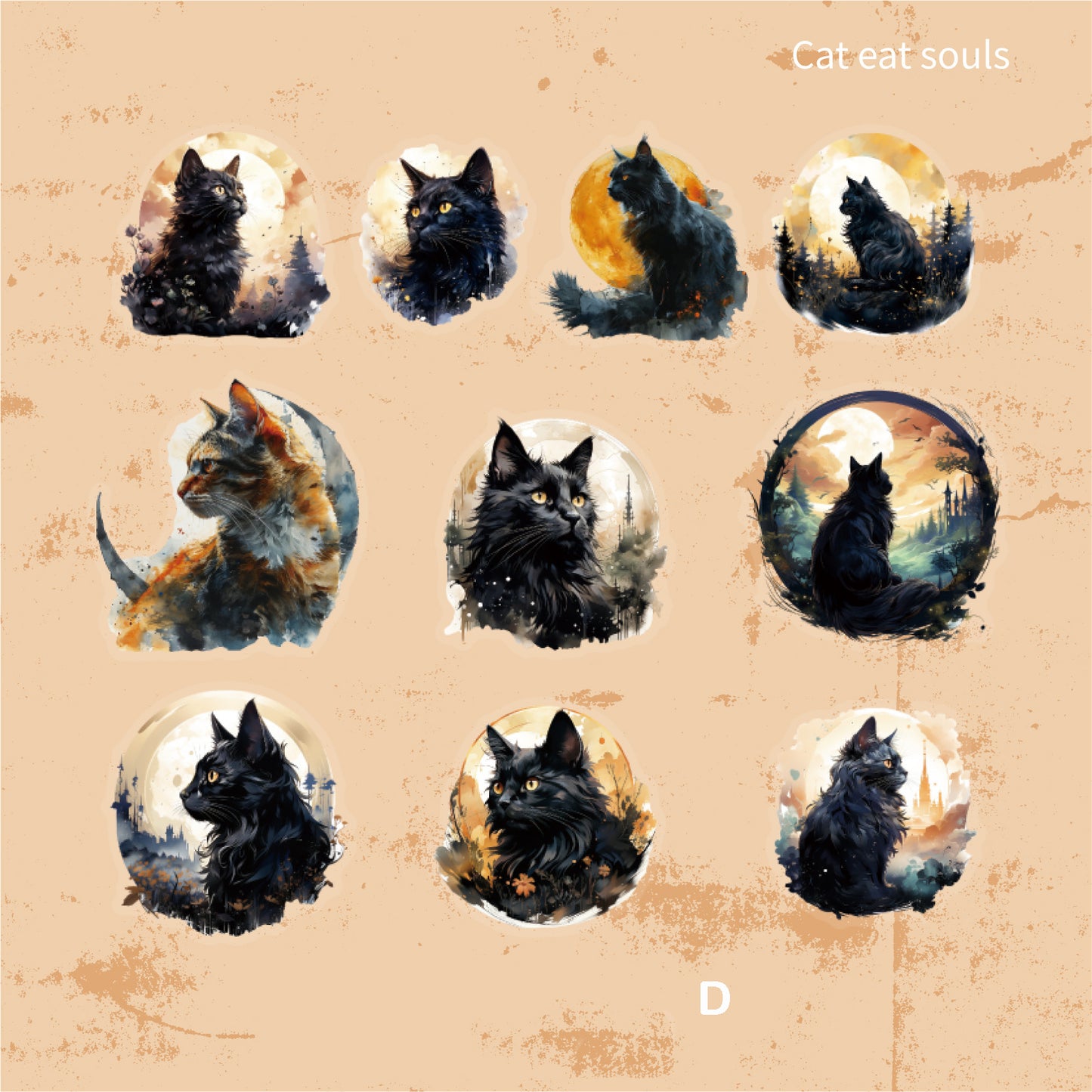 Moonlit Cat Stickers 20pcs