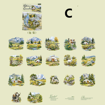 Mountains and Rivers in Art Sticker 20pcs